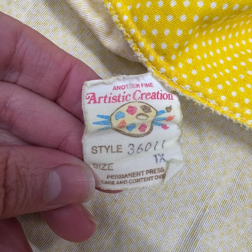 Vintage Robe Duster Smock Yellow Polka Dot Snaps Pockets Artistic Creation Sz 1X - Picture 4 of 8